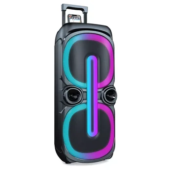 400 Вт Пиковая Мощность Двойной 10-Дюймовый Басовый Рожок Портативный DJ Bluetooth Караоке Динамик RGB Rolling Light На Открытом Воздухе Тележка Для Вечеринки Бумбокс